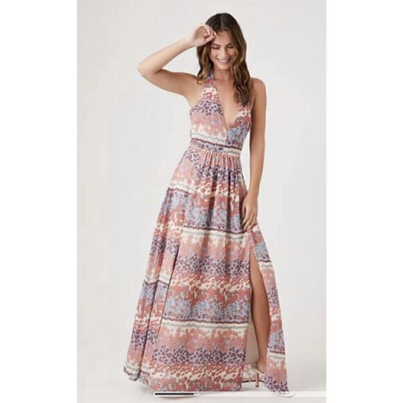 Forever 21 Dresses & Skirts - Forever 21 Maxi Dress Bohemian Retro, Hippie Long Sleeve Orange Rayon Sz M